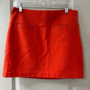 Women's Orange Wool Mini Skirt